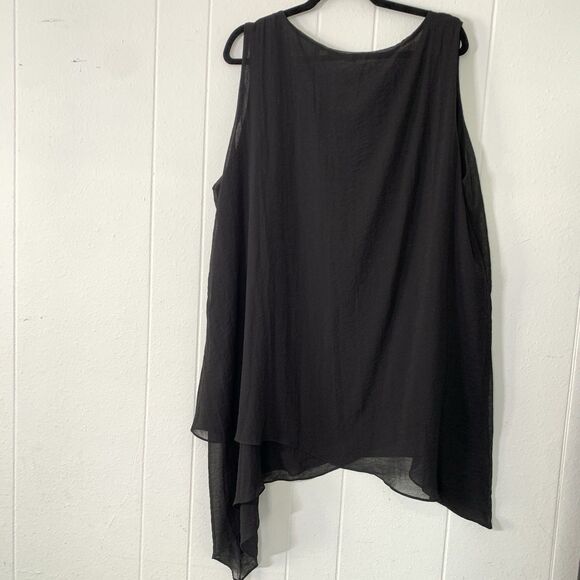Soft Surroundings Womens 2X Tunic Top Sleeveless Layered Sheer Asymmetric Black - Picture 6 of 8